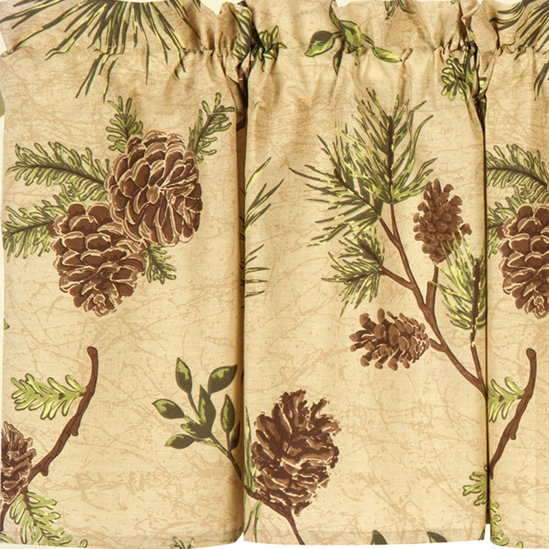 C&F Home Woodland Retreat Window Treatment Curtain Pinecone Decor Decoration Cabin Rustic Lodge Brown Green Cotton for Living Room Kitchen Valance Tan - PawsPlanet Australia