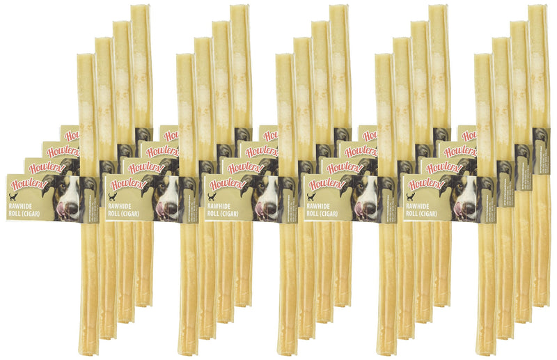 HOWLERS Natural Extra Long Rawhide Rolls, 25 cm, Pack of 20 - PawsPlanet Australia
