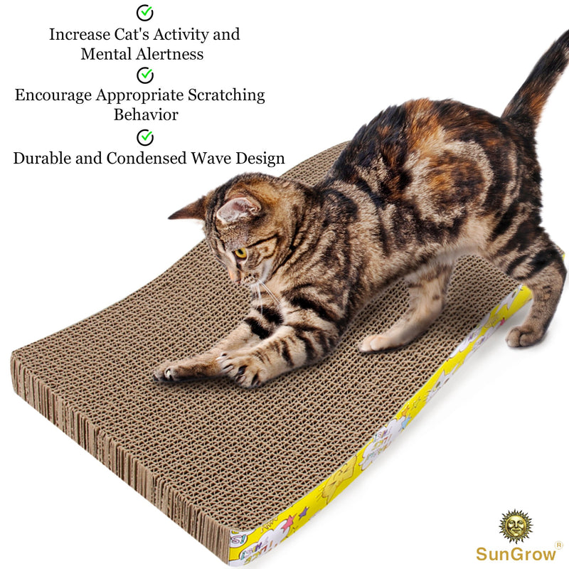 [Australia] - SunGrow Scratcher Toy for Cats Meow Scratch Board with a Curved Wave Design - Satisfy Your kitty's Natural Scratching Instinct - Save Your Furniture - Made of Environmental Friendly Material 