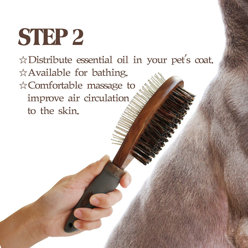 [Australia] - Dog Brush for Grooming, Double Sided Pin&Bristle Brush Removing Shedding Hair, Dog Brush for Short Medium or Long Hair, Cat Brush Grooming Comb for Detangling and Dirt Cleaning, Lotus Wood 