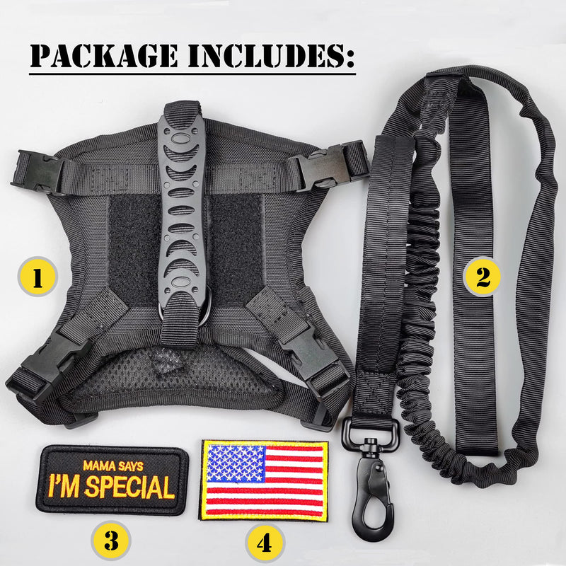 Tactical Cat Harness and Leash for Walking Escape Proof, Adjustable Military K9 Pet Vest Harness Easy Control for Large Cat, Puppy and Small Dog Black - PawsPlanet Australia
