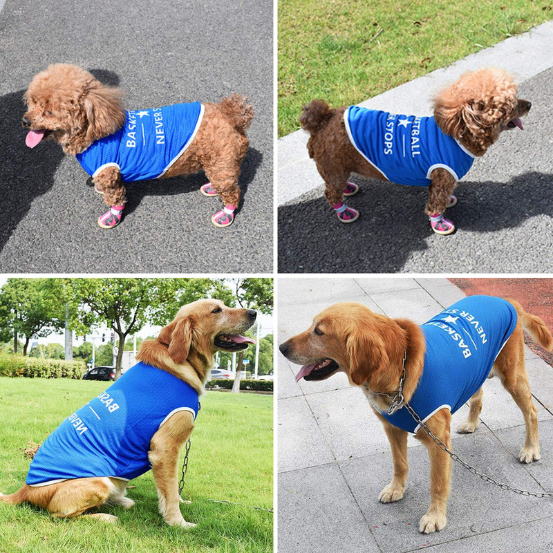 Brocarp Dog Vest Puppy Clothes, Pet Basketball Shirt Doggy Outfit, Spring/Summer Dog Tshirt Clothing for Small Medium Large Extra Large Boy Girl Dogs Cats Kitten, Breathable Dog Apparel (Blue, XS) Blue X-Small - PawsPlanet Australia