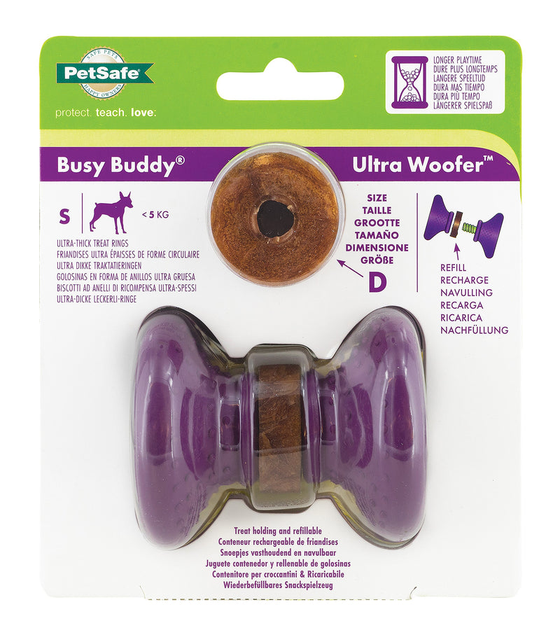 PetSafe Busy Buddy Ultra Woofer S Durable Dog Chew Toy, Dog Toy with Treat, Small Dogs purple - PawsPlanet Australia