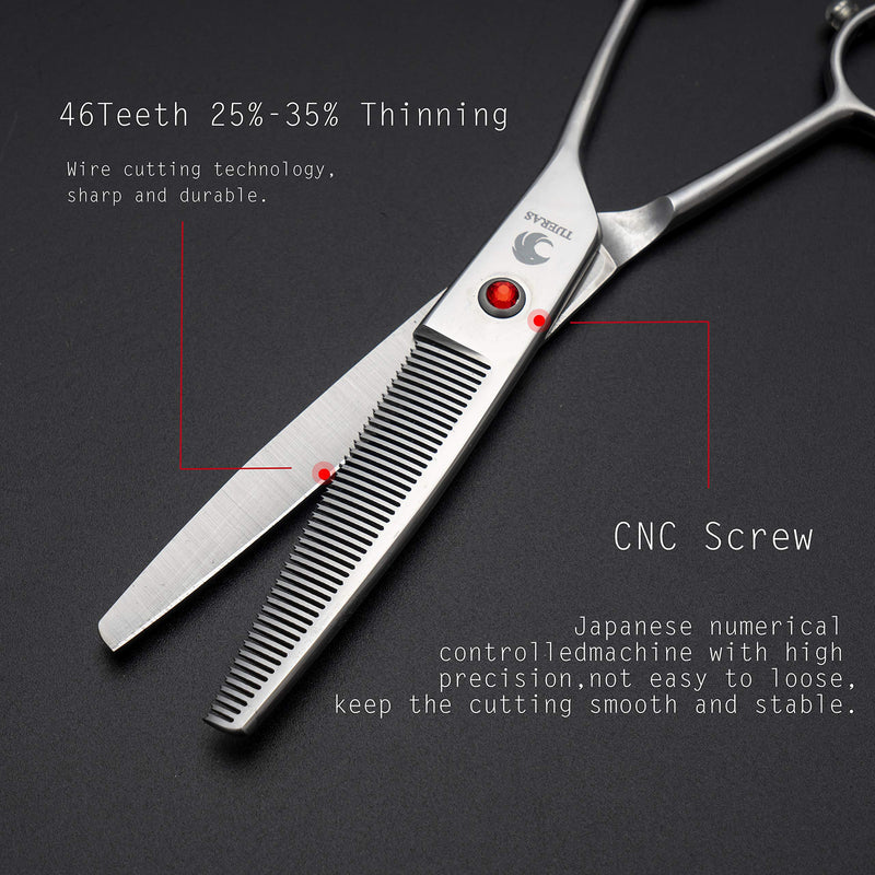 [Australia] - Dog Grooming Scissors Curved Thinning Shears Chunkers for dogs Handmade Left Right Handed Scissors Pets Hair Cutting Shears Cat Grooming Scissors for Hair Trimming 440CJapanese Steel Balde 6.5inch Righty 