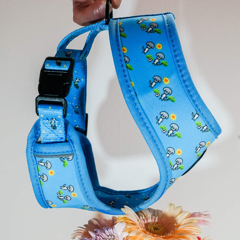 Wonderfurry Reversible Harness for small, medium, large dogs or cats, Blue Sporty Doggy (L) L - PawsPlanet Australia