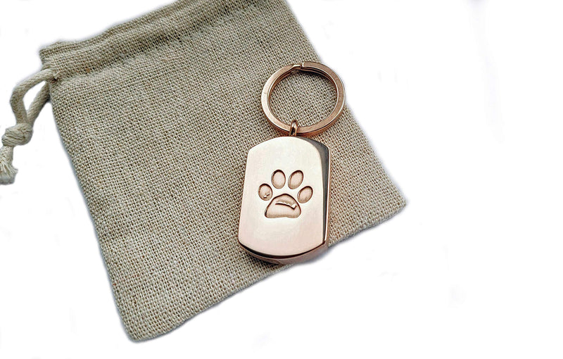 MacAi Cremation Urn Pendant Keychain or Necklace for Ashes Jewelry Paw Print Stainless Steel Keepsake for Cat Dog's Ashes with Filling Kit Gold, Rose or Silver. pink - PawsPlanet Australia