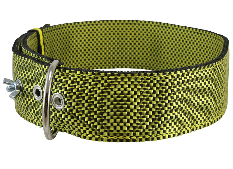 [Australia] - Bolted Heavy Duty Extra Wide Triple Layer Tie Out Dog Collar for XLarge Dogs 20"-24" Neck, 2" Wide Yellow 