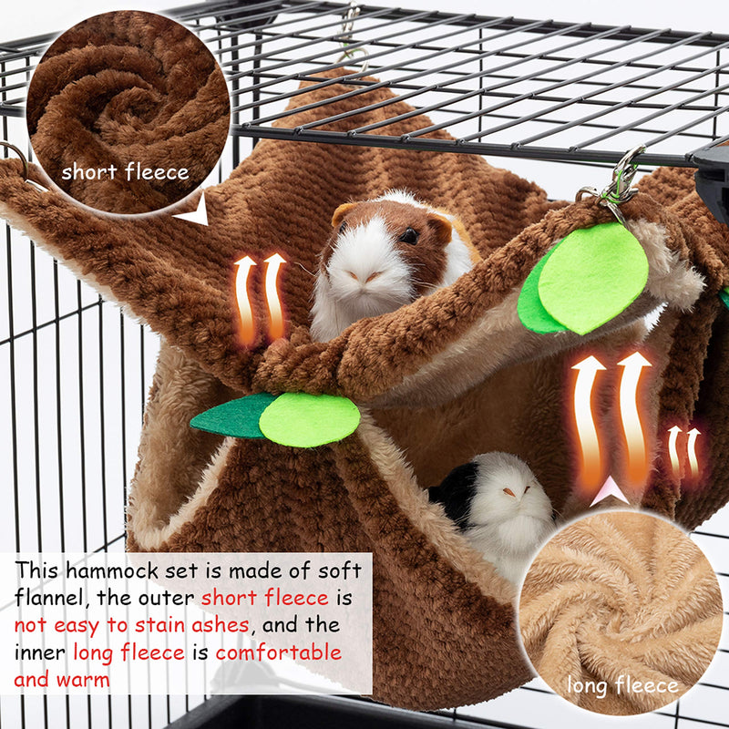 DMISOCHR Small Animal Hammock - Hanging Bunkbed Hammock & Tunnel Cage for Ferret Hamster Parrot Rat Guinea-Pig Mice Chinchilla Flying Squirrel - Warm Plush Cage Hideout Swing Pet Hammock - PawsPlanet Australia