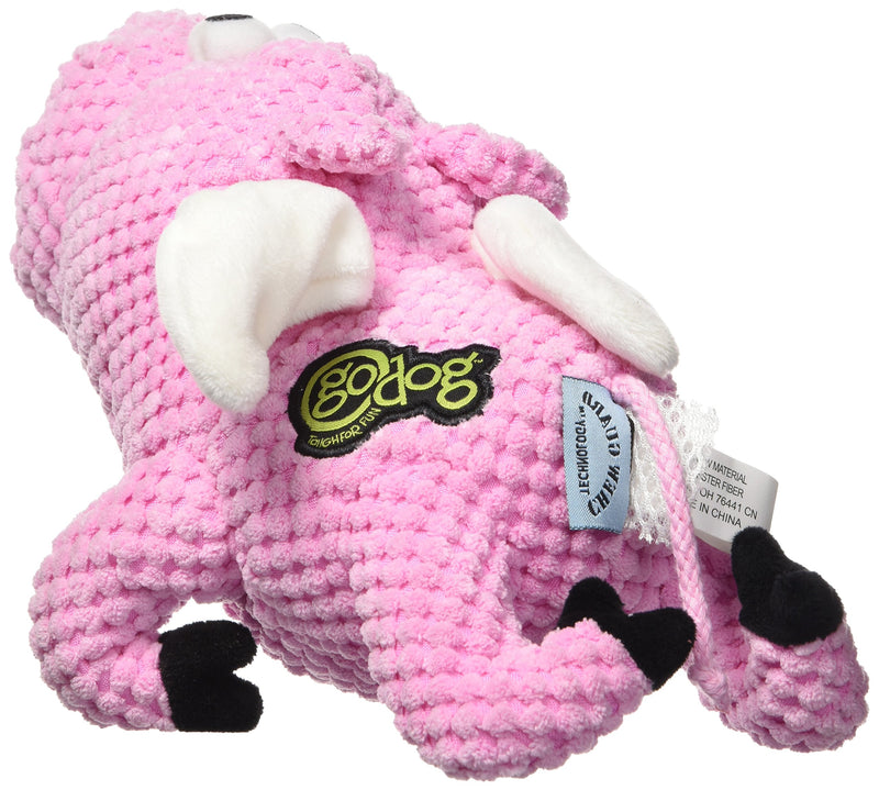 goDog Checkers Flying Pig with Chew Guard Technology, Plush Squeaker Dog Toy, Large, Pink - PawsPlanet Australia