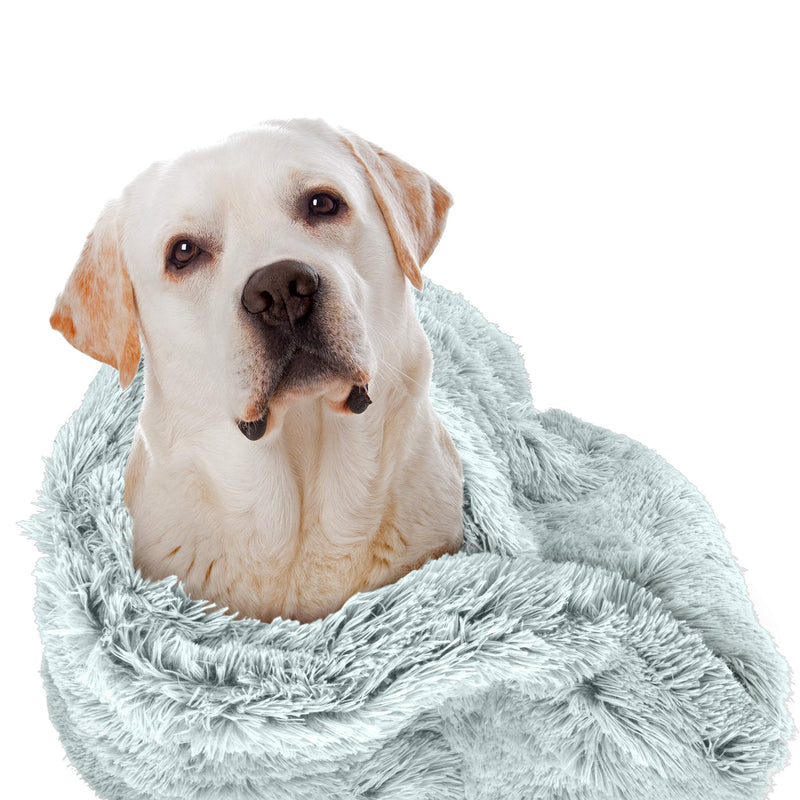 The Dog’s Blanket Sound Sleep Donut Blanket, XL Ice White 97x139cm, Premium Quality Calming, Anti-Anxiety Snuggler Blanket - PawsPlanet Australia