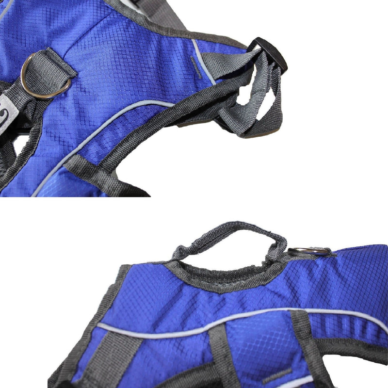 [Australia] - FDC Heavy Duty Durable No-Pull Comfortable Walking Working Dog Harness Vest with Handle and Reflective Stripes Padded Adjustable for Medium and Large Dogs Sizes: M, L, XL M: CHEST 20" - 26" Blue 