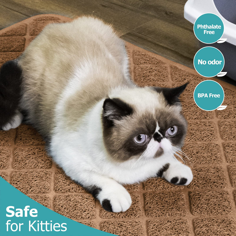 Conlun Cat Litter Mat Litter Trapping Mat, Premium Durable PVC Grid Mesh with Scatter Control, Non-Slip, Less Waste Cat Litter Box Mat, Soft on Kitty’s Paws, Urine Waterproof, Washable Easy Clean Small (24" x 17") Brown - PawsPlanet Australia