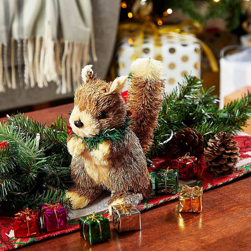 Christmas Decoration, Rustic Squirrel Centerpiece, Dining Table Decor (4 x 6 x 7 in) - PawsPlanet Australia