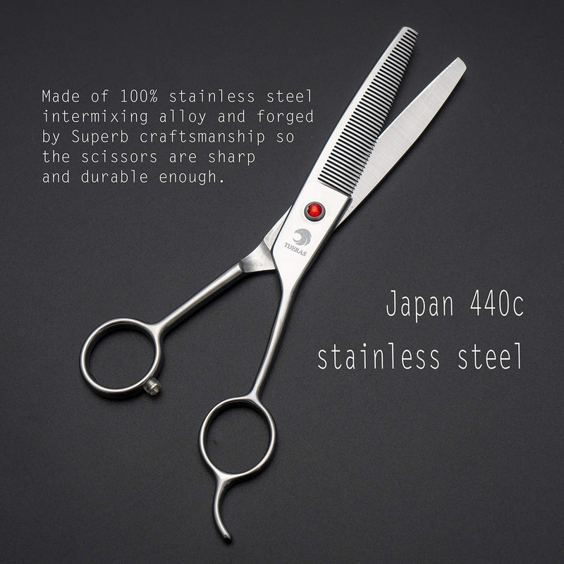 [Australia] - Dog Grooming Scissors Curved Thinning Shears Chunkers for dogs Handmade Left Right Handed Scissors Pets Hair Cutting Shears Cat Grooming Scissors for Hair Trimming 440CJapanese Steel Balde 6.5inch Righty 