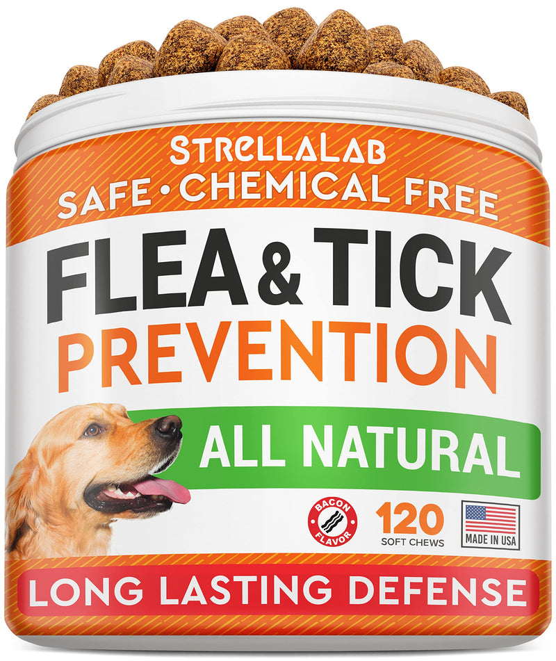 Natural Flea and Tick Chews for Dogs - Dog Flea & Tick - Flea Chewable Pills for Dogs - All Breeds and Ages - Made in USA Flea and Tich Remover Supplement - Bacon-Turkey - 110 Treats - PawsPlanet Australia
