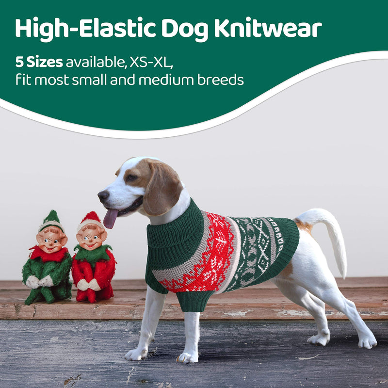 [Australia] - Queenmore Turtleneck Dog Sweater, Warm Dog Christmas Sweater, Knitted Dog Clothes for Small, Medium Dogs X-Small Green 