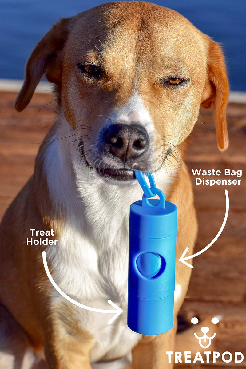 [Australia] - TreatPod Leash Treat Holder and Poop Bag Dispenser - 2 in 1 Dog Waste Bag Dispenser and Treat Container Pouch, Includes 15 Eco Friendly Extra Strength Bags Navy 