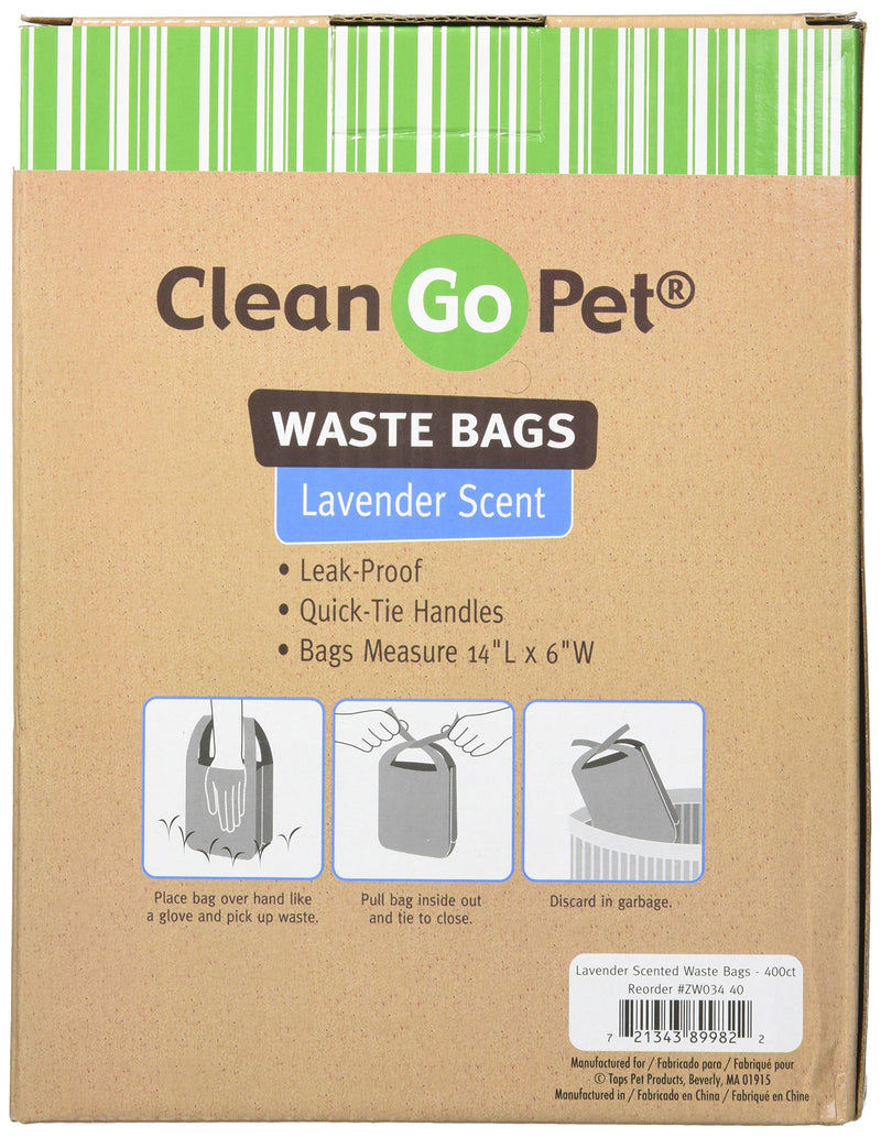 [Australia] - Clean Go Pet Lavender Scent Doggy Waste Bags, Quick-Tie Handles Poop Bags 400 Count 