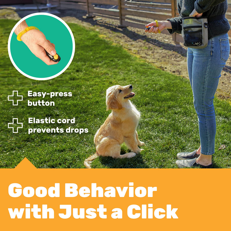 AMZpets Dog Training Set - Puppy Supplies Starter Kit with Dogs Clicker, Treat Pouch Bag, Housetraining Door Bells, Ultrasonic Whistle, for Teaching Pet Commands, Bark Control, and Potty Training - PawsPlanet Australia