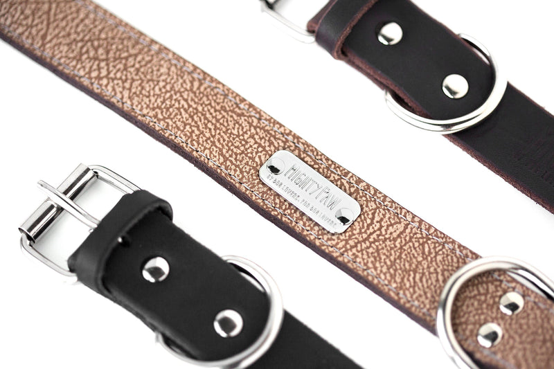 [Australia] - Mighty Paw Leather Dog Collar, Super Soft Distressed Leather- Premium Quality, Modern Stylish Look Large: 14.5 - 18 inches Brown 