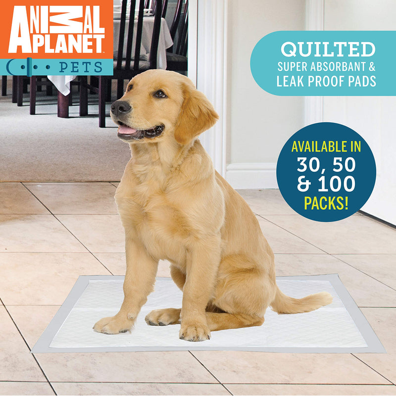 [Australia] - Animal Planet Pet Training Puppy Pads for Dogs - Super Absorbent, Tear-Resistant & Durable - 5 Layers with Leak Protection for Puppies 30 Pack 