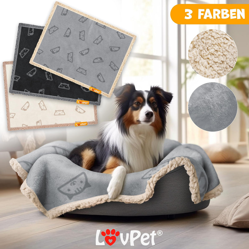 Lovpet® Waterproof Dog Blanket, Fleece Pet Blanket Cat Blanket + 3X Chew Bones, for Medium and Large Dogs, Cats, 152 x 127 cm, XL, Machine Washable, Double-Sided Sofa Cover Protector Gray XL (152 x 127 cm) - PawsPlanet Australia