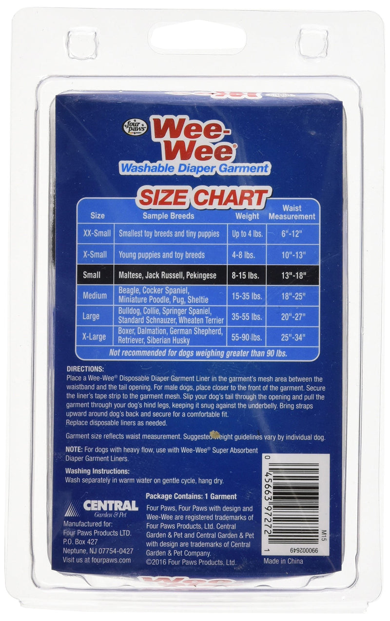 [Australia] - Four Paws Wee-Wee Washable Dog Diaper Garment Small 