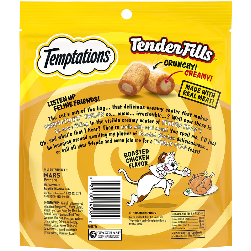 Temptations Tender Fills Roasted Chicken Flavor Crunchy and Soft Adult Cat Treats, 11.6 oz. Pouch - PawsPlanet Australia