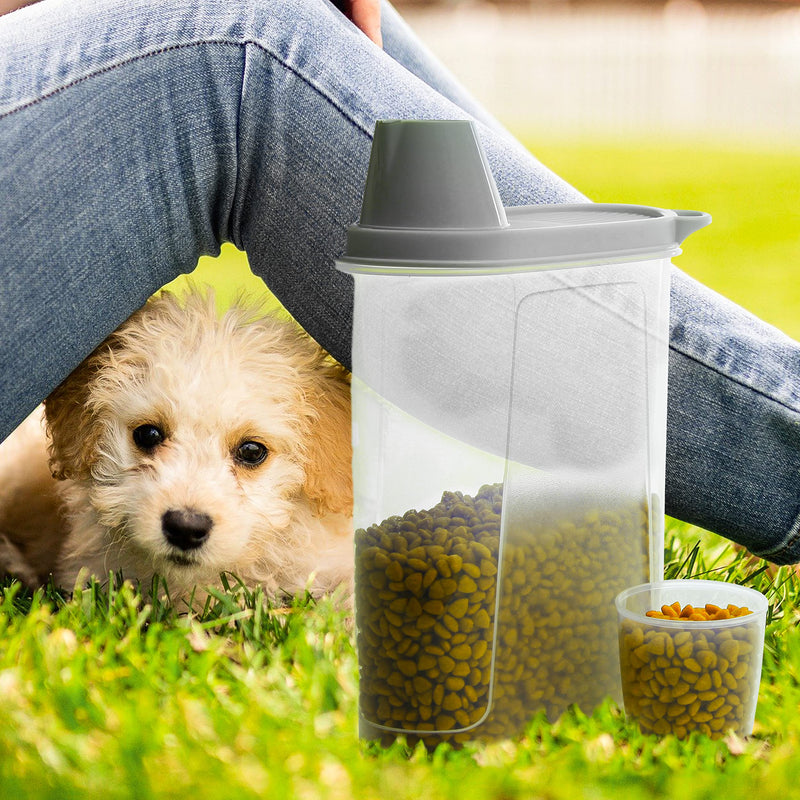 Citylife 3 PCS Pet Food Container Airtight 1.8 LB Plastic Cat Food Container for Dry Food Small Dog Food Containers with Pour Spout Birds Food Dispenser 2 Packs Grey(Large) - PawsPlanet Australia