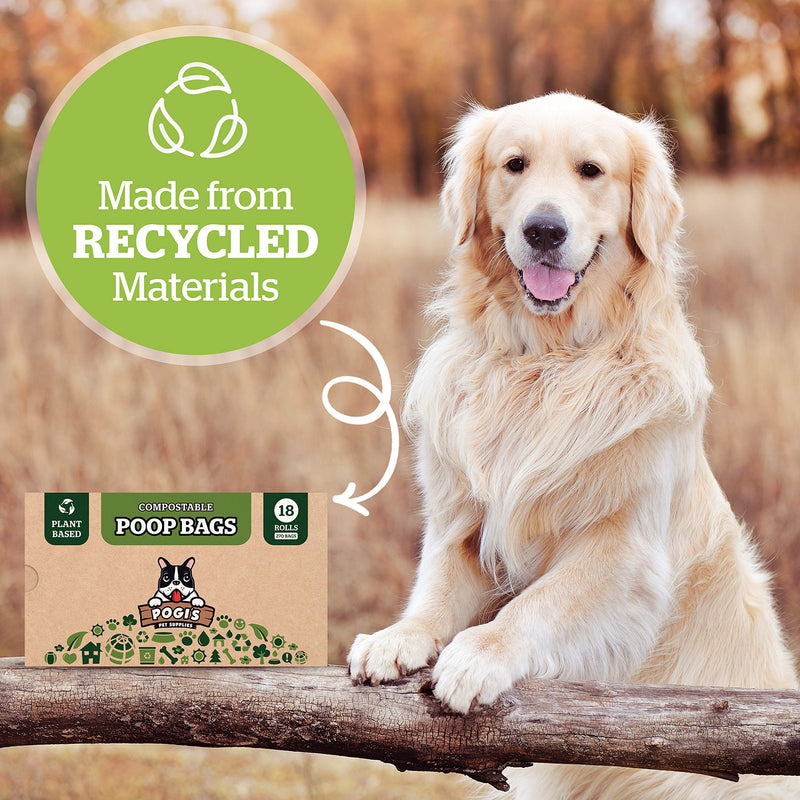 [Australia] - Pogi's Compostable Poop Bags - Leak-Proof, Plant-Based, ASTM D6400 Certified Home Compostable Waste Bags for Dogs 18 Rolls (270 Bags) Unscented 