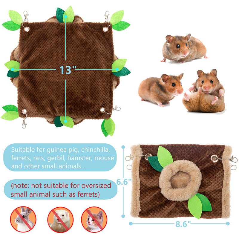 DMISOCHR Small Animal Hammock - Hanging Bunkbed Hammock & Tunnel Cage for Ferret Hamster Parrot Rat Guinea-Pig Mice Chinchilla Flying Squirrel - Warm Plush Cage Hideout Swing Pet Hammock - PawsPlanet Australia