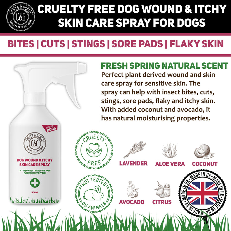 Cooper And Gracie Wound Spray For Stinky Itchy Dogs 500 ML | Purple First Aid Sprays | Dog Animal Skin Cuts Wounds Treatment - PawsPlanet Australia