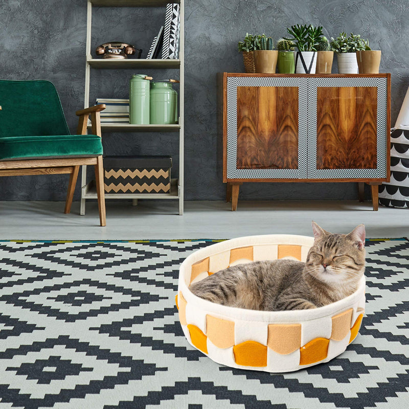 PrimePets Round Cat Beds for Indoor Cats, Reversible Cat Sleeping Cushion Mat for Puppy Kittens Dogs Rabbits, Anti Slip Waterproof Washable Foldable Pet Dog Bed for Small Breed Pets Anmials - PawsPlanet Australia