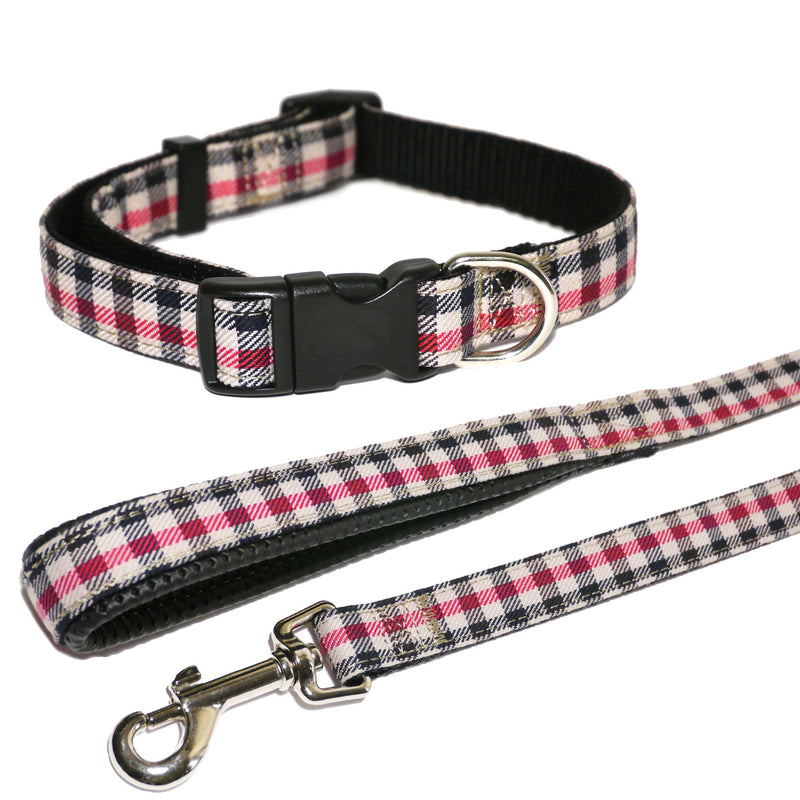 Rosewod Check Dog Collar, 18 - 28-inch, Red - PawsPlanet Australia