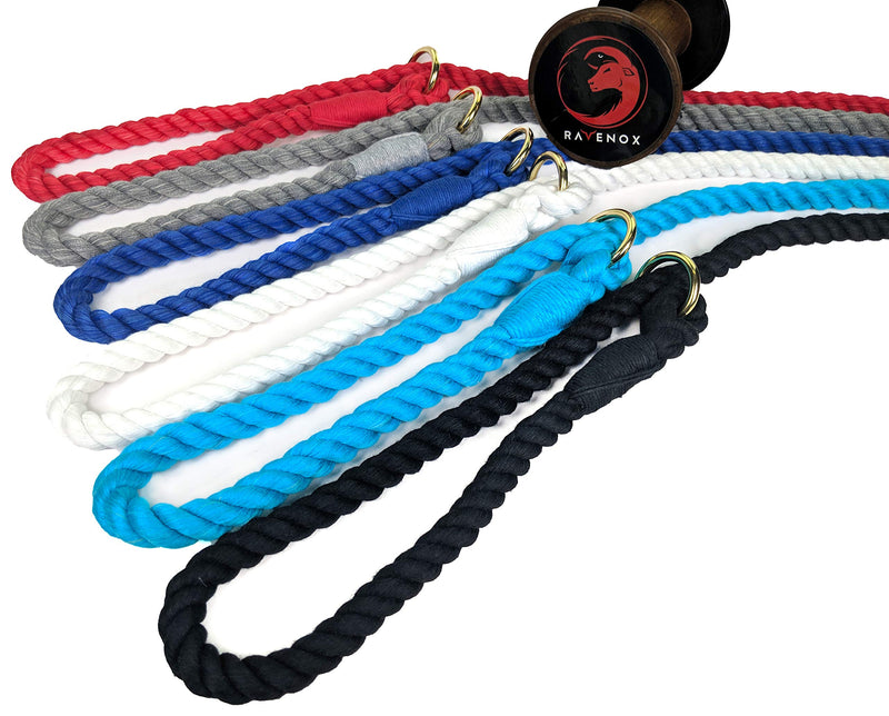 [Australia] - Ravenox Slip Lead Rope Dog Leash | Strong and Comfortable Cotton Rope Dog Leash for Pets | Handmade in The USA with 100% American Made Rope | 6 Feet Long | for Small, Medium & Large Dogs 1/2-inch x 6-feet Burgundy, Silver & White 