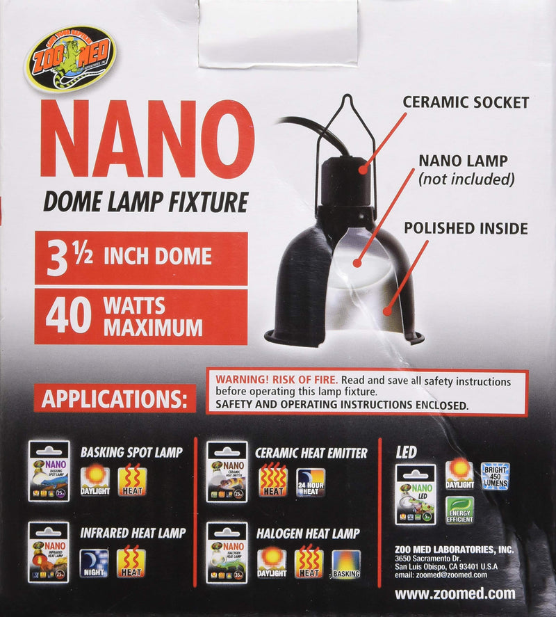 Zoo Med Nano Dome Lamp Fixture, Silver - PawsPlanet Australia