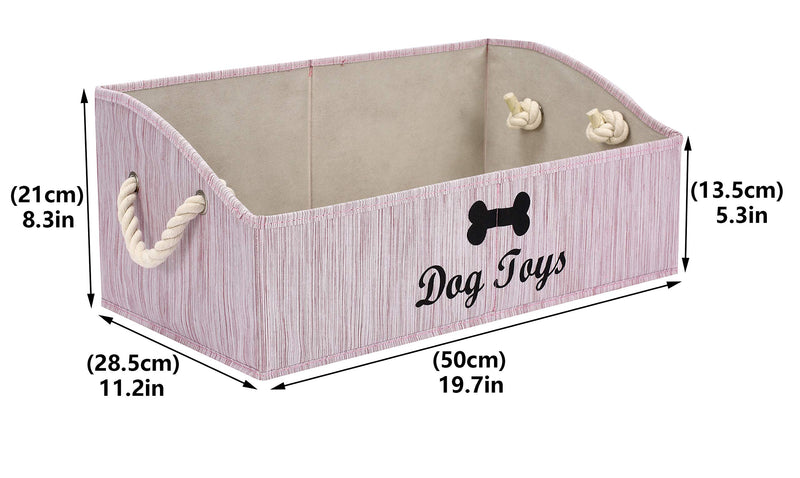 Geyecete Large Dog Toys Storage Bins-Foldable Fabric Trapezoid Organizer Boxes with Weave Rope Handle,Collapsible Basket for Shelves,Dog Apparel BambooPink - PawsPlanet Australia