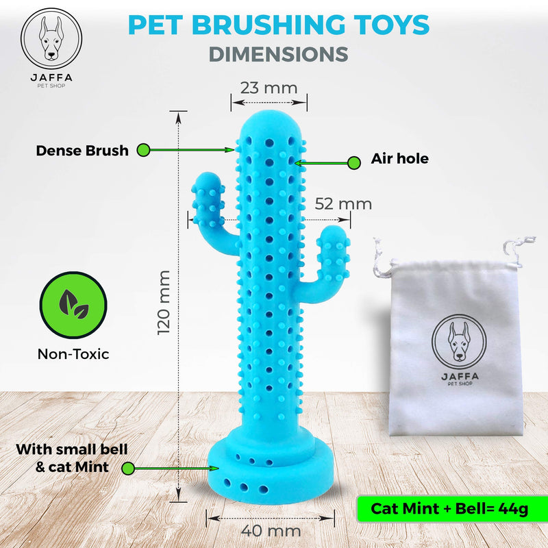 Jaffa Pet Shop Cactus Teething Cat Toy Mint 100% Soft Silicon Interactive Cat Teether Catnip Toy Durable and Soft Bite Resistant Pet Chewable Toy Cat Dental Care Toy with 2 Small Bell and 6 Catnips - PawsPlanet Australia