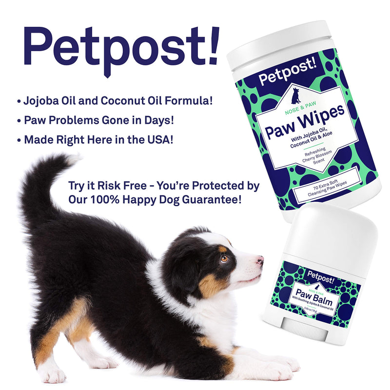 Petpost | Paw Care Kit for Dogs - Paw Wipes & Balm - Cleans and Soothes Itchy Dog Paws - Coconut Oil, Jojoba Oil, and Aloe Treatment - PawsPlanet Australia