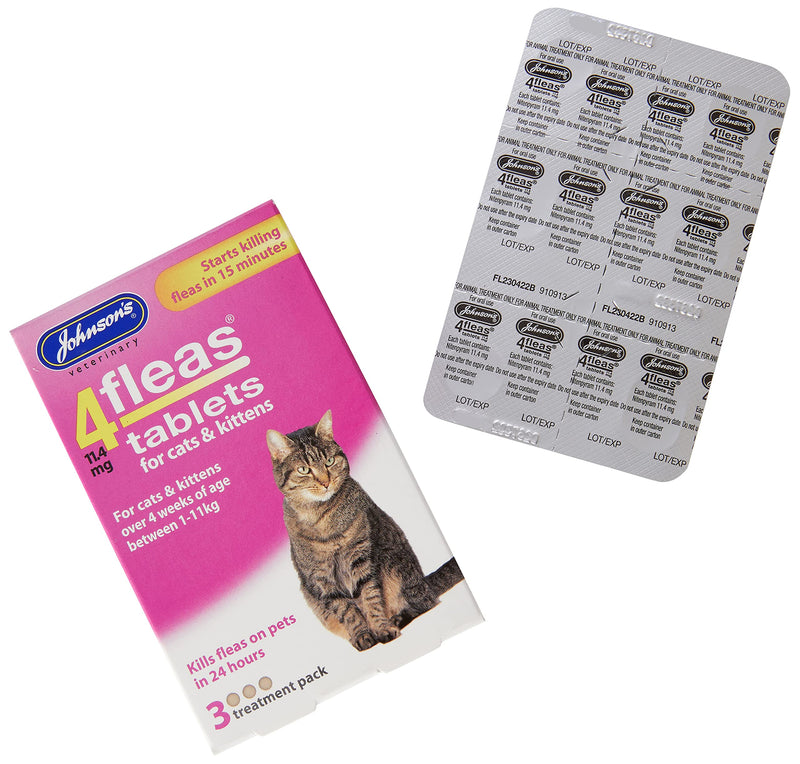 Johnsons Veterinary Products 4Fleas Tablets for Cats and Kittens, Pack of 3 - PawsPlanet Australia