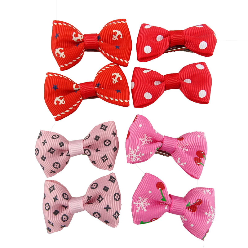 [Australia] - HONBAY 40pcs/20pairs Baby Pet Dog Hair Clips Cat Puppy Bows Small Bowknot Pet Grooming Products Mix Colors Varies Patterns Pet Hair Bows Dog Accessories 