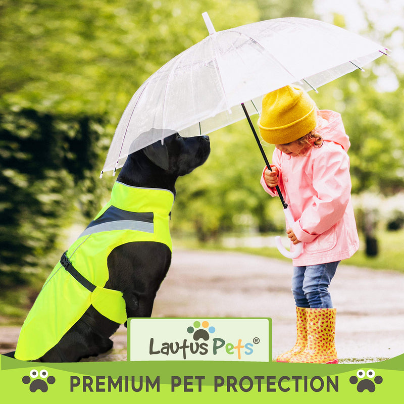 Lautus Pets Waterproof Dog Raincoat - Reflective, Yellow Rain Jacket with Harness Hole for Small, Medium and Large Dogs - PawsPlanet Australia