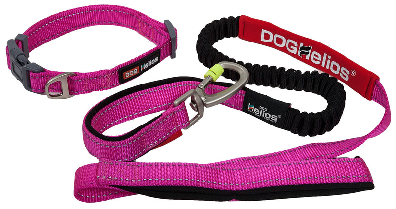 [Australia] - DOGHELIOS 'Neo-Indestructible' Embroidered Thick Durable Pet Dog Leash and Collar, Large, Pink 