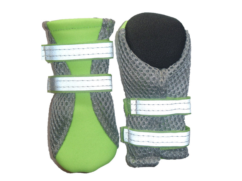 LONSUNEER Puppy Soft Sole Nonslip Mesh Boots 2 Reflective Straps Breathable Set of 4 XX-Small Bright Green - PawsPlanet Australia