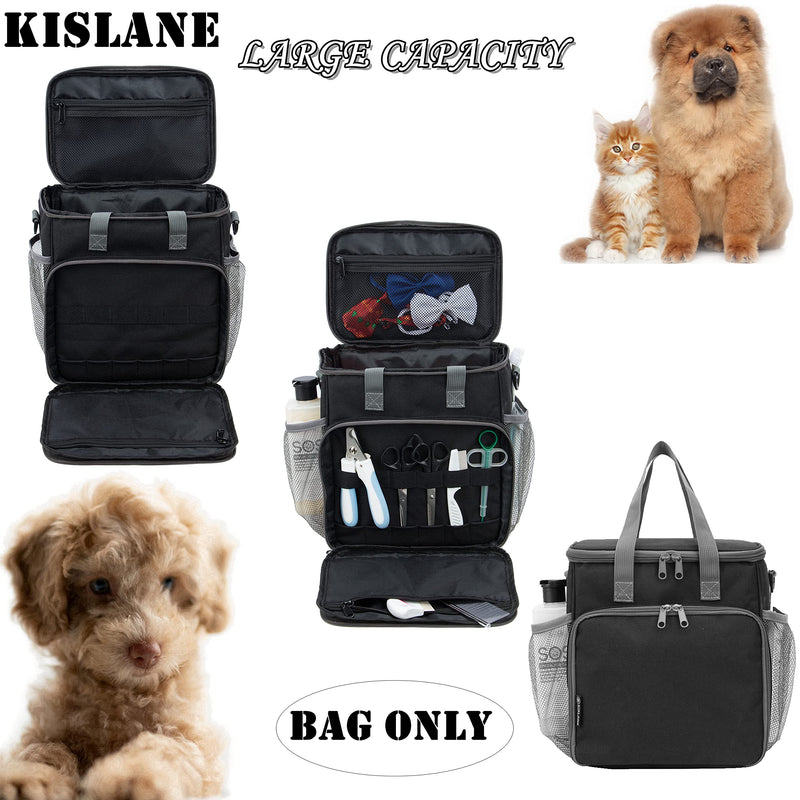 KISLANE Pet Grooming Tote Bag, Cat Grooming Tools Organizer Bag, Dog Grooming Supplies Organizer Storage for Pets Grooming Kit and Dog Wash Shampoo Accessories(Bag Only) Black - PawsPlanet Australia