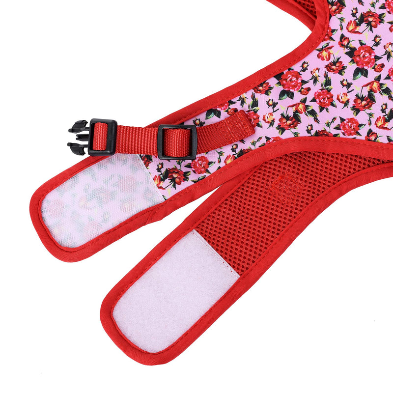 Mile High Life | Easy Step in Air Mesh Vest Harness | Spring Floral Collection | Adjustable Easy Closures both Neck and Chest |20 lbs Small Dogs & Cats | M | Peony Rose M Chest Size (18"-20") - PawsPlanet Australia