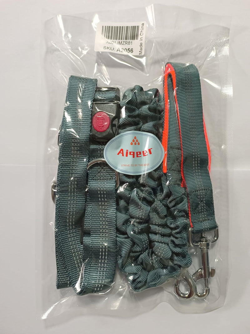 Aiqeer Gray Hands-Free Dog Lead, Adjustable Waist Belt and Stretchy Bungee Lead, Jogging Dog Lead with Reflective Stitching (Orange Handle) - PawsPlanet Australia