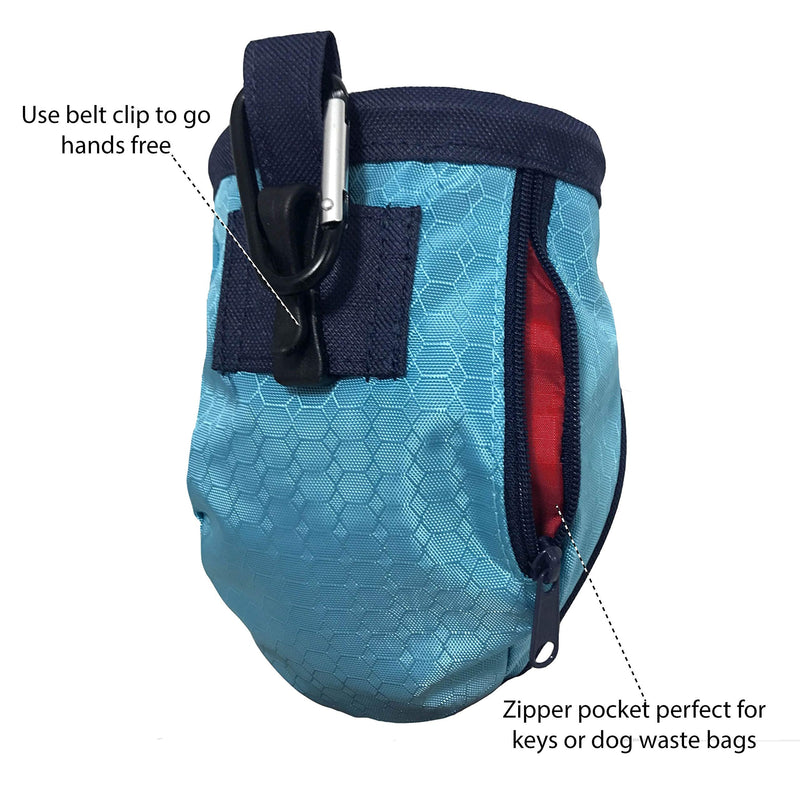 Kurgo Go Stuff It Treat Bag, Hands-Free Training Dog Treat Pouch, Includes Belt Clip and Carabiner, Machine Washable, Coastal Blue - PawsPlanet Australia