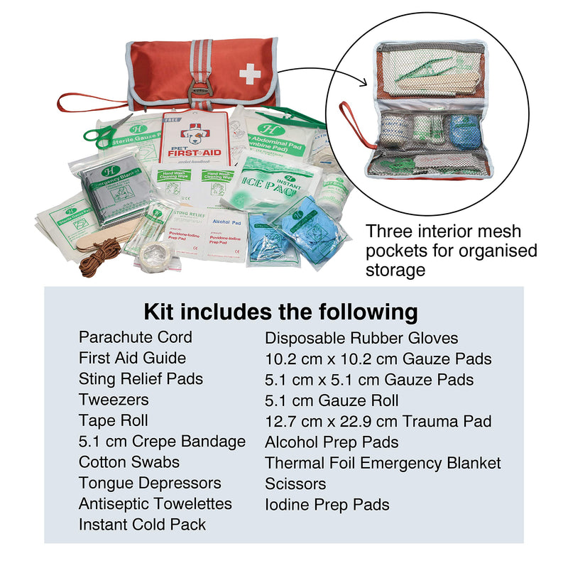 Kurgo Portable Dog First Aid Kit, Pet Medical Kit (50 - Piece), One Size, Paprika - PawsPlanet Australia