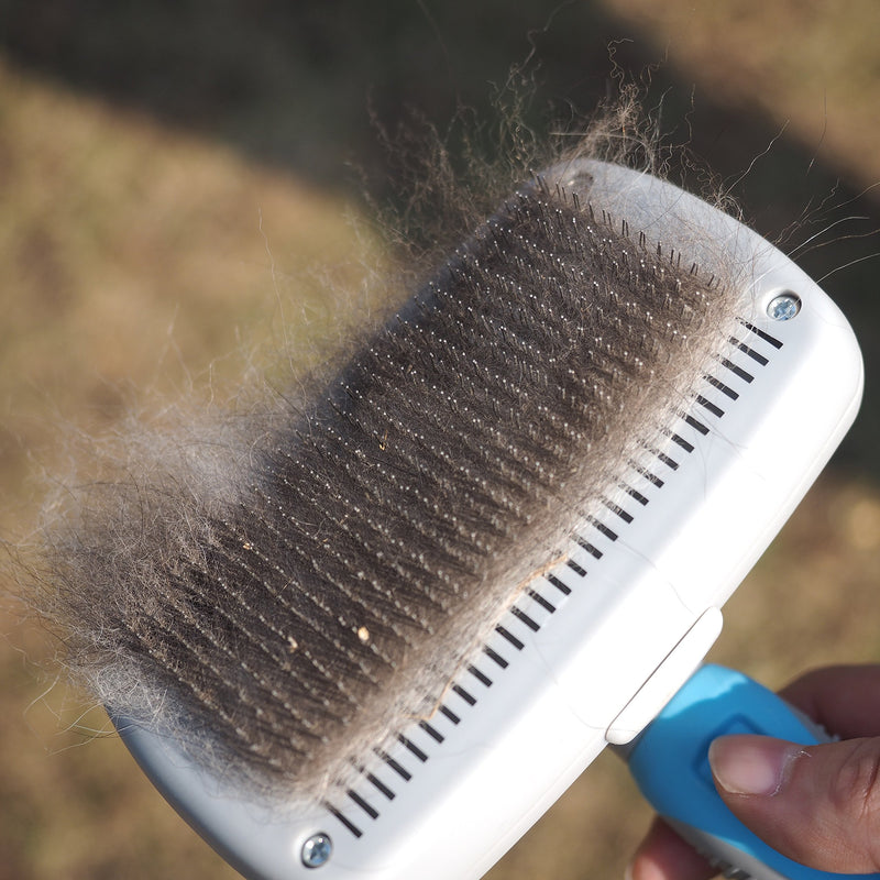 [Australia] - GEEPET Self Cleaning Slicker Brush for Dogs and Cats - Easy to Clean Pet Grooming Brush Removes Mats, Tangles, and Loose Hair with Minimal Effort and Comfort - Suitable for Long or Short Hair Small-Medium 